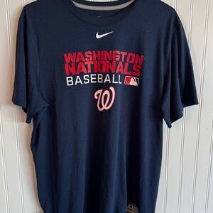 Nike Navy Blue Washington Nationals Baseball Tee DRI-FIT Authentic Collection
